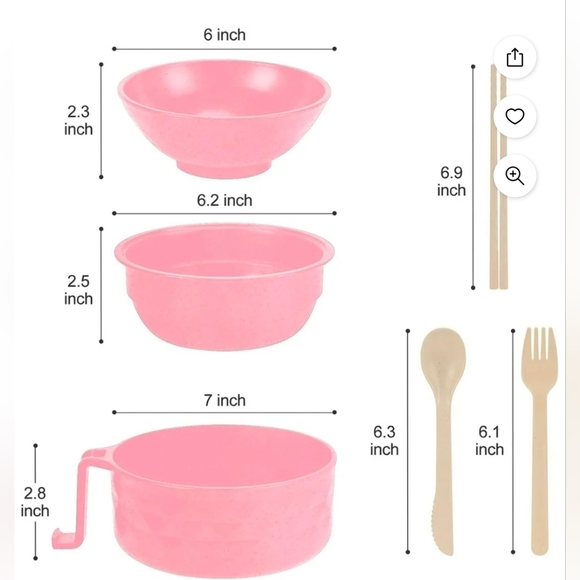 Pink Ramen Bowl Set with Utensils - Picture 3 of 12